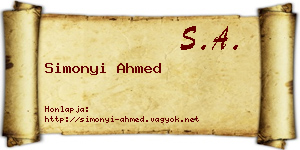 Simonyi Ahmed névjegykártya